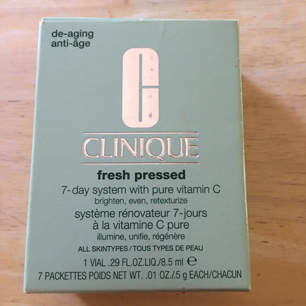 Clinique fresh pressed 7-day system with Vitamin C.
